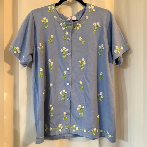 Vintage Quacker Factory Embroidered Floral Cardigan Sweater | Cottagecore - Picture 1 of 7